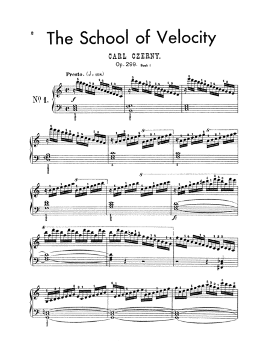 Czerny: School of Velocity, Op. 299 No. 1 (Volume I) Piano Solo scores gallery preview page 1