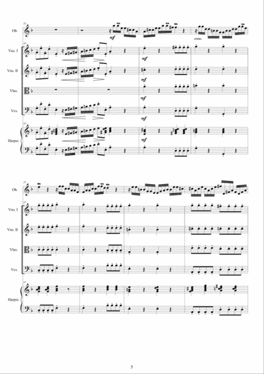 Marcello - Oboe concerto in D minor for Oboe, Strings and Continuo - Score and Parts String Orchestra scores gallery preview page 5