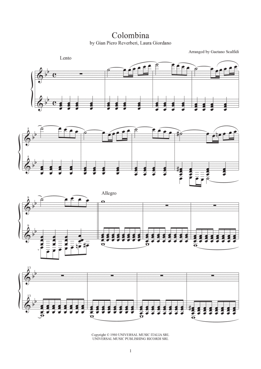 Colombina Piano Solo scores gallery preview page 1