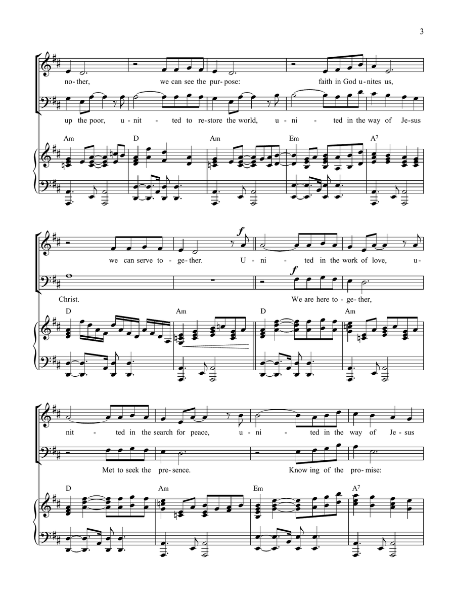 We Are Here Together (A Gathering Song for Christian Worship) 4-Part scores gallery preview page 3
