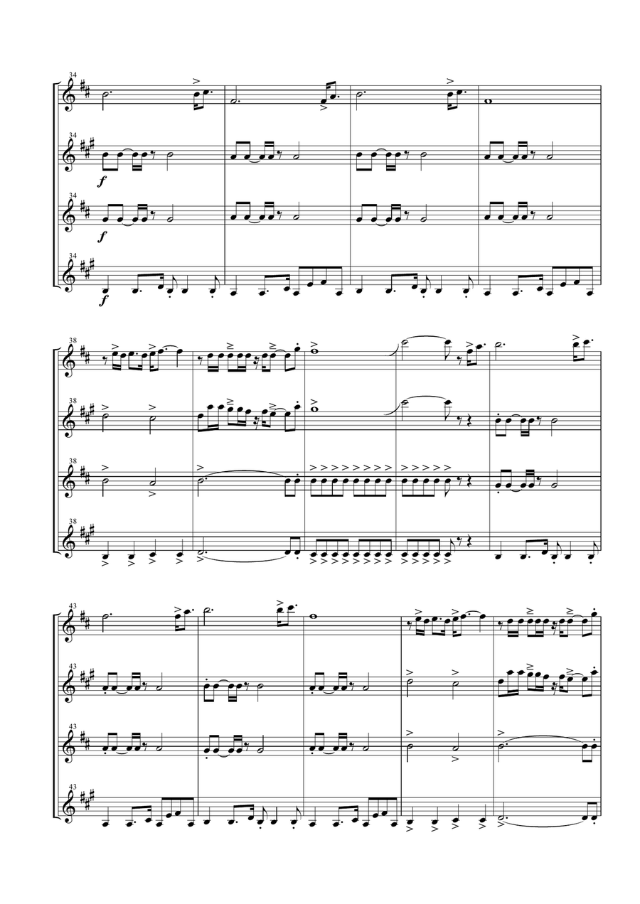 Gonna Fly Now Woodwind Quartet scores gallery preview page 6