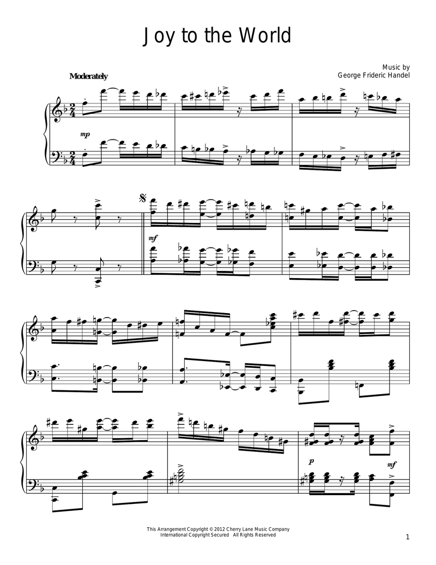 Joy To The World [Ragtime version] Piano Solo scores gallery preview page 1