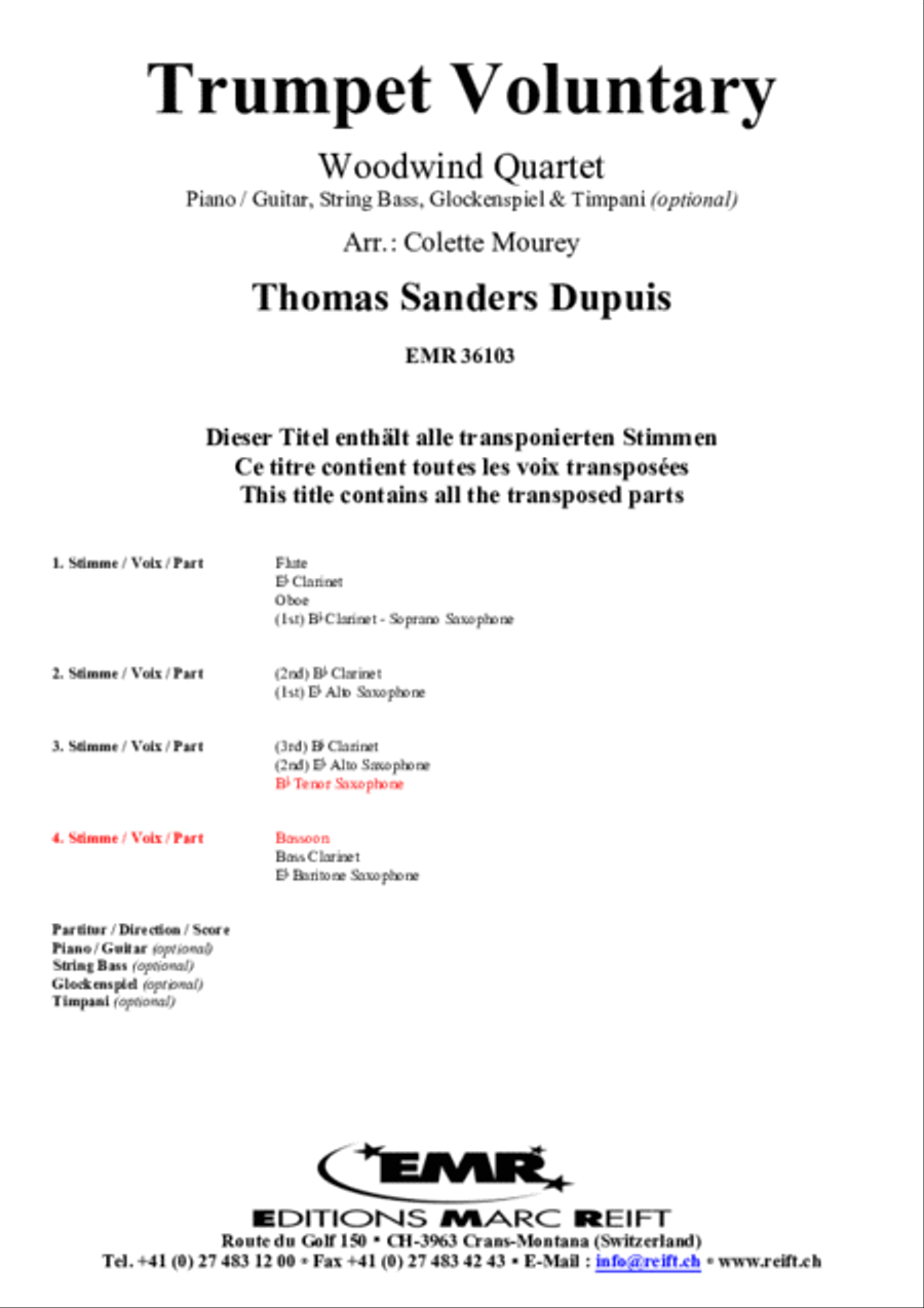 Trumpet Voluntary Woodwind Quartet scores gallery preview page 2