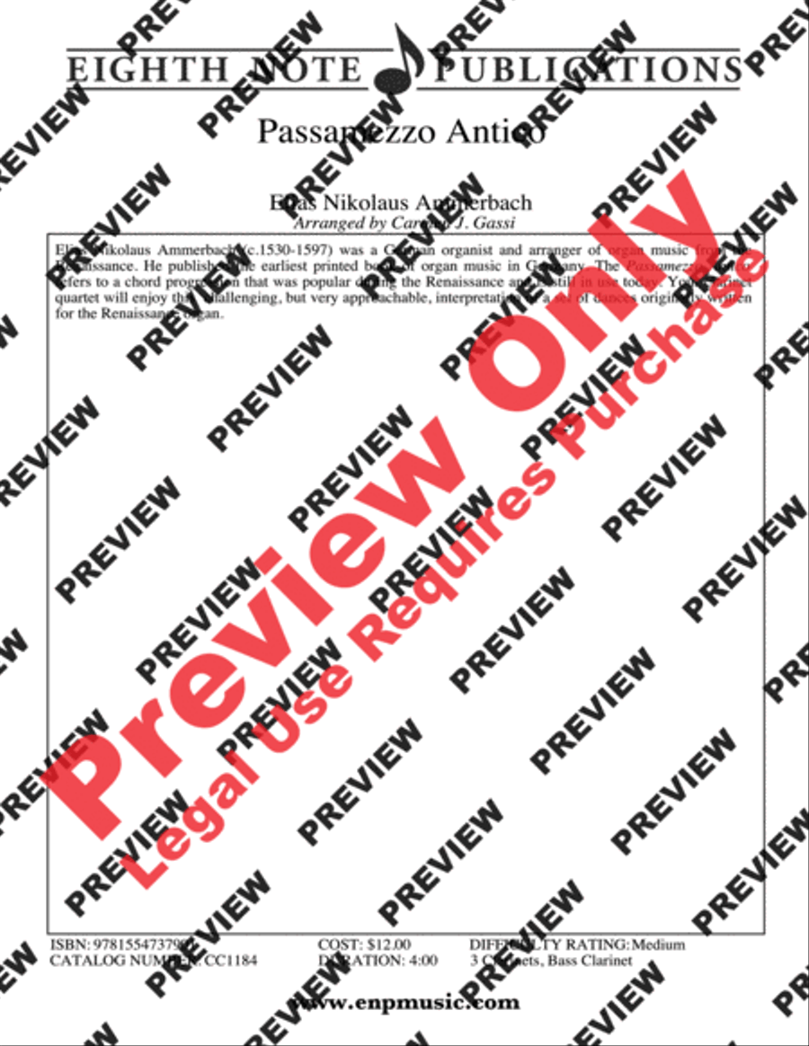 Passamezzo Antico Clarinet Quartet scores gallery preview page 2