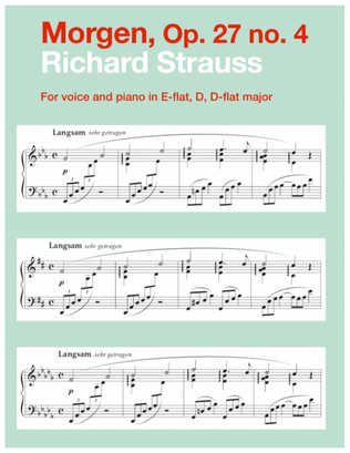 Book cover for Morgen, Op. 27 no. 4 (in 3 low keys: E-flat, D, D-flat major)