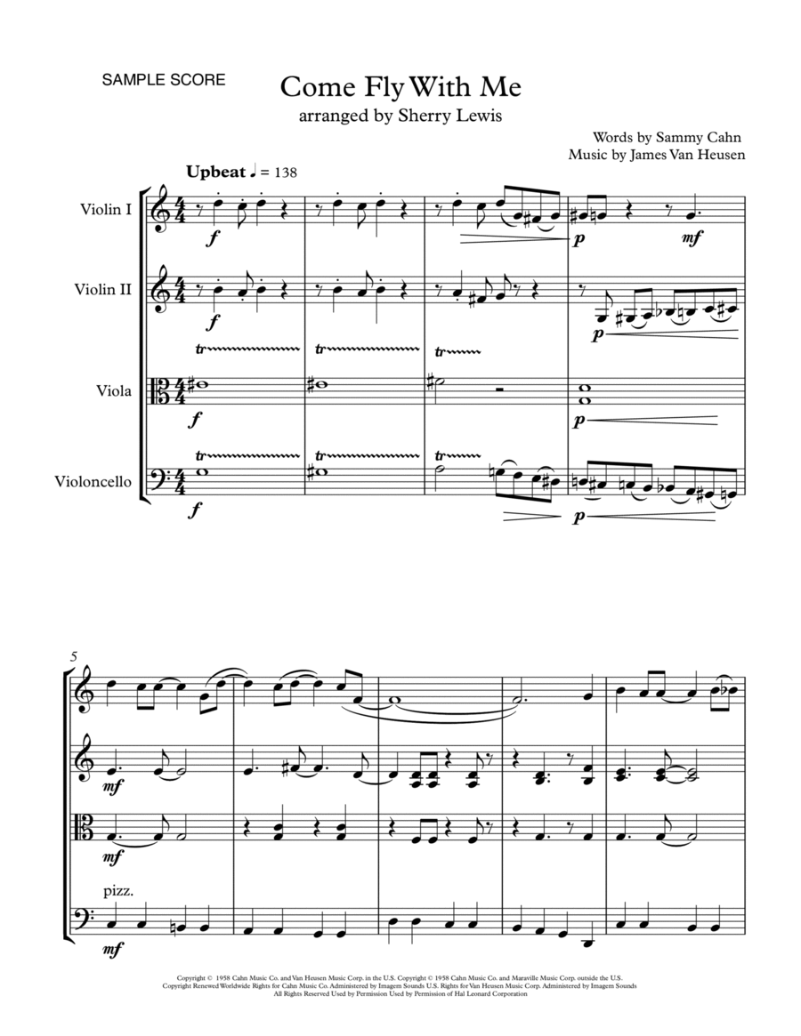 Come Fly With Me String Quartet scores gallery preview page 1