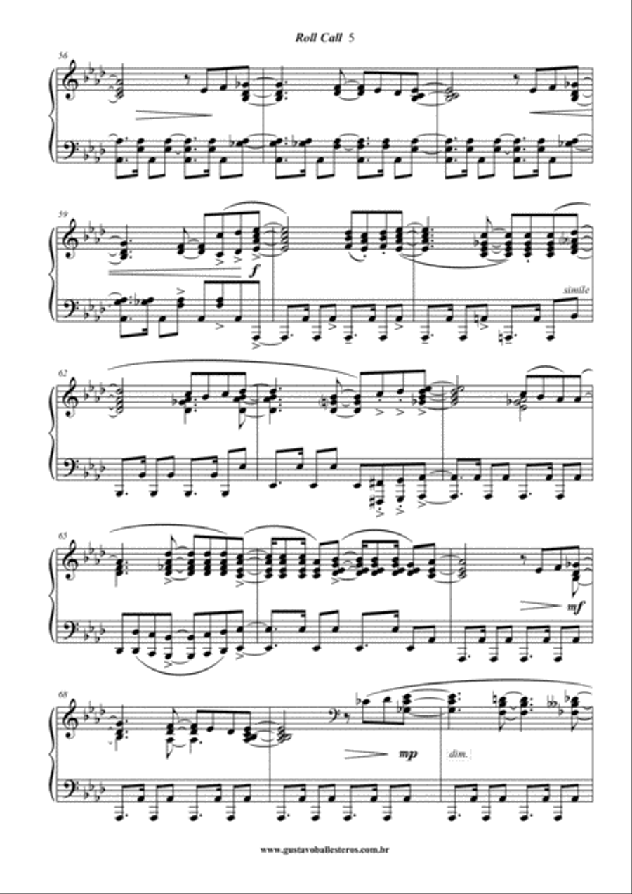 Prelúdio à Brasileira 4 - Roll Call Piano Solo scores gallery preview page 5