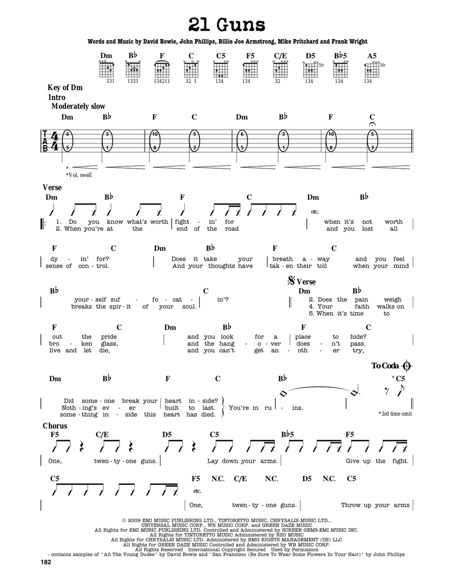 21 Guns Electric Guitar scores gallery preview page 1