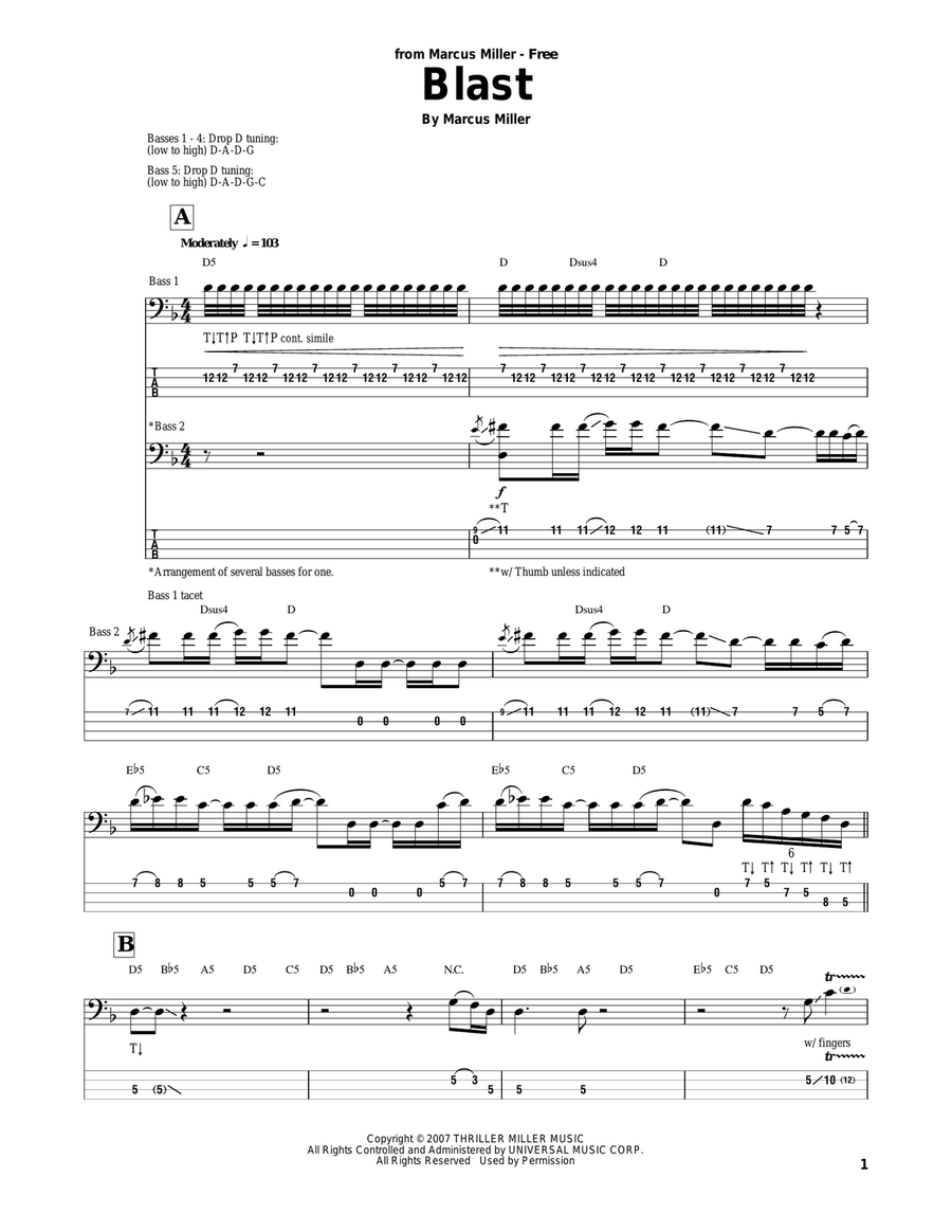 Blast Bass Guitar Tablature scores gallery preview page 1