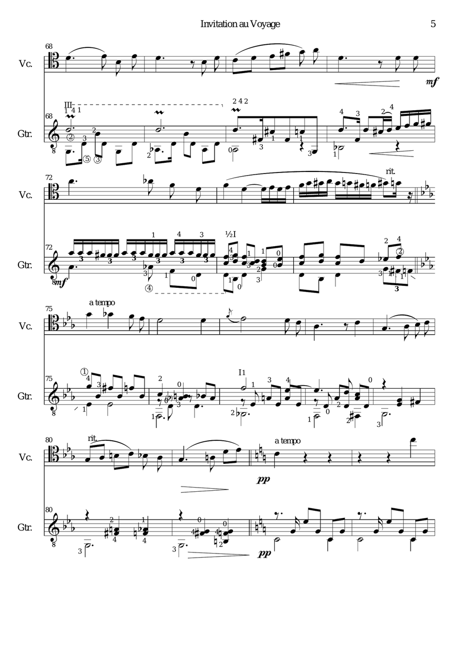 Invitation to the journey (Diepenbrock) for cello and guitar String Duet scores gallery preview page 5