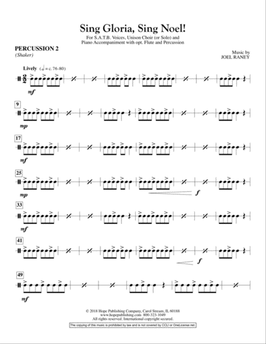 Sing Gloria, Sing Noel!-Raney-Conductor's Score, Flute, & Percussion-Digital Ver Unison Choir scores gallery preview page 17
