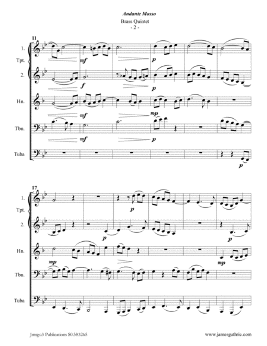 Scarlatti: Andante mosso for Brass Quintet Brass Quintet scores gallery preview page 2