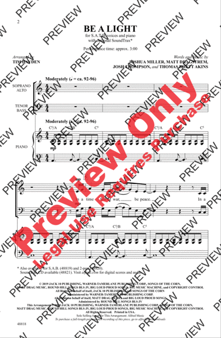 Be a Light Be a Light 4-Part scores gallery preview page 2