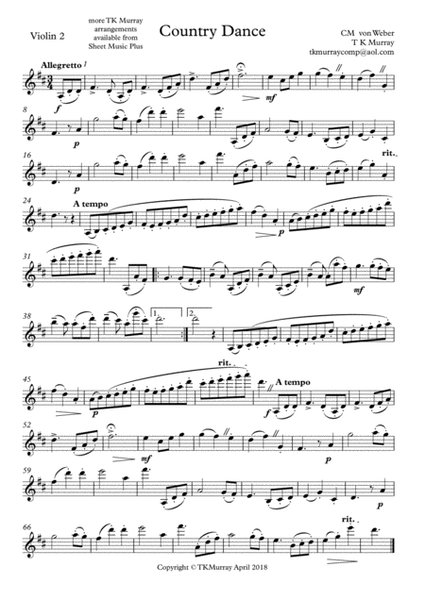 Weber - Country Dance - 2nd. Violin Part - Suzuki Bk.5