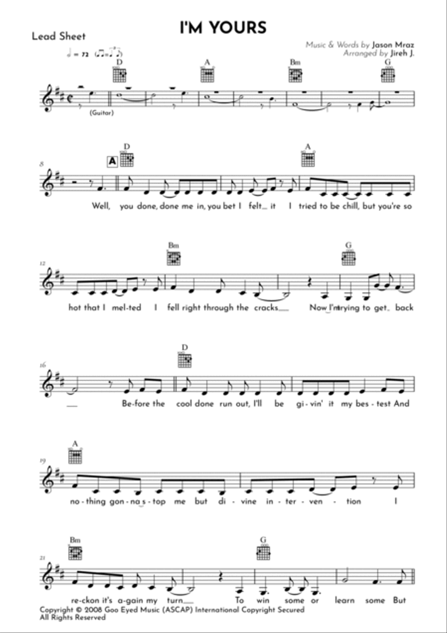 I'm Yours I'm Yours Electric Guitar scores gallery preview page 2
