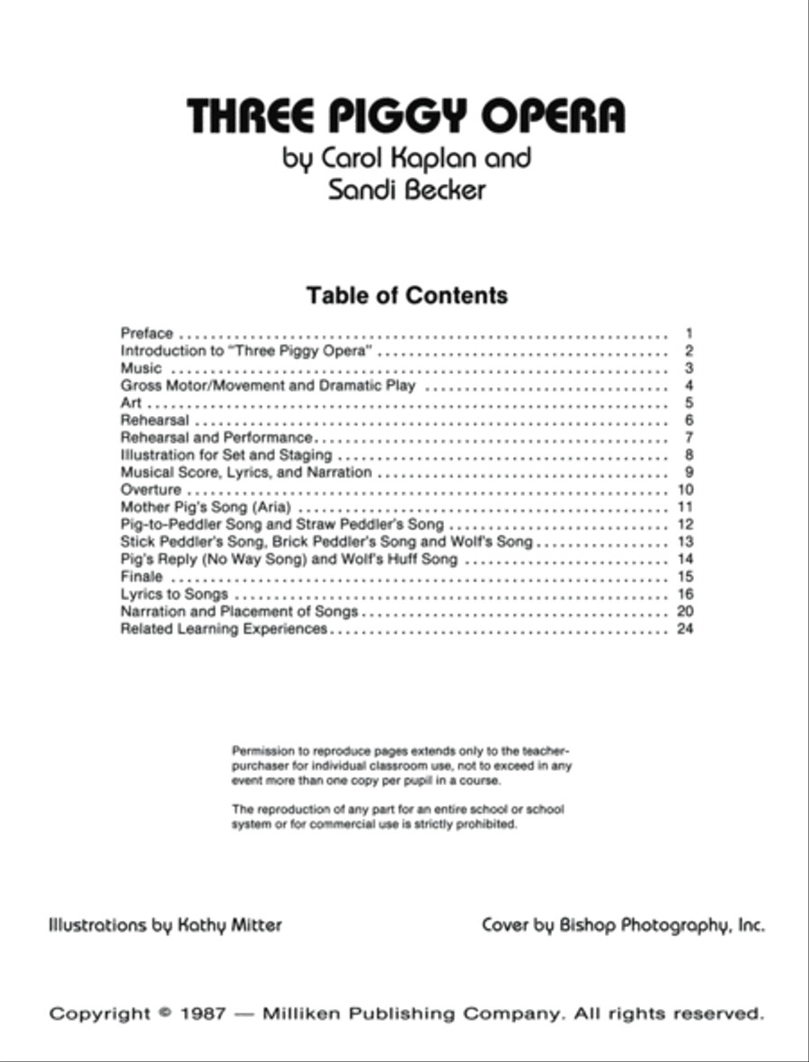 Three Piggy Opera Unison Choir scores gallery preview page 2