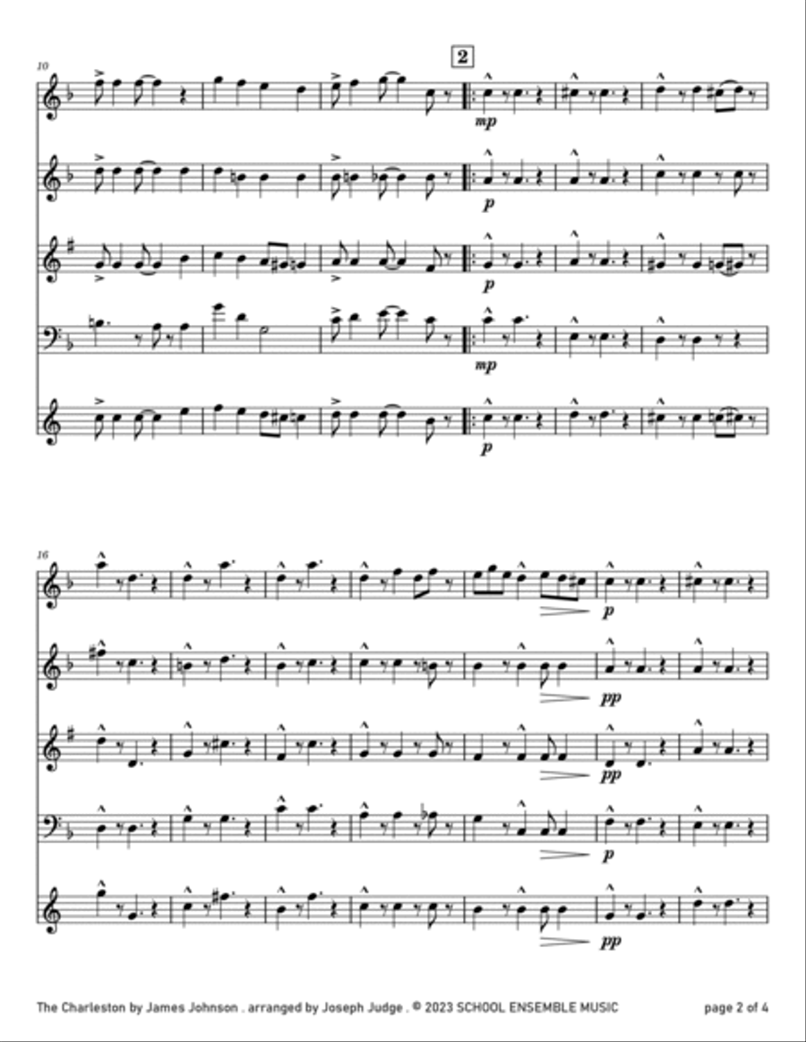 The Charleston by Johnson for Woodwind Quartet in Schools Woodwind Quartet scores gallery preview page 2
