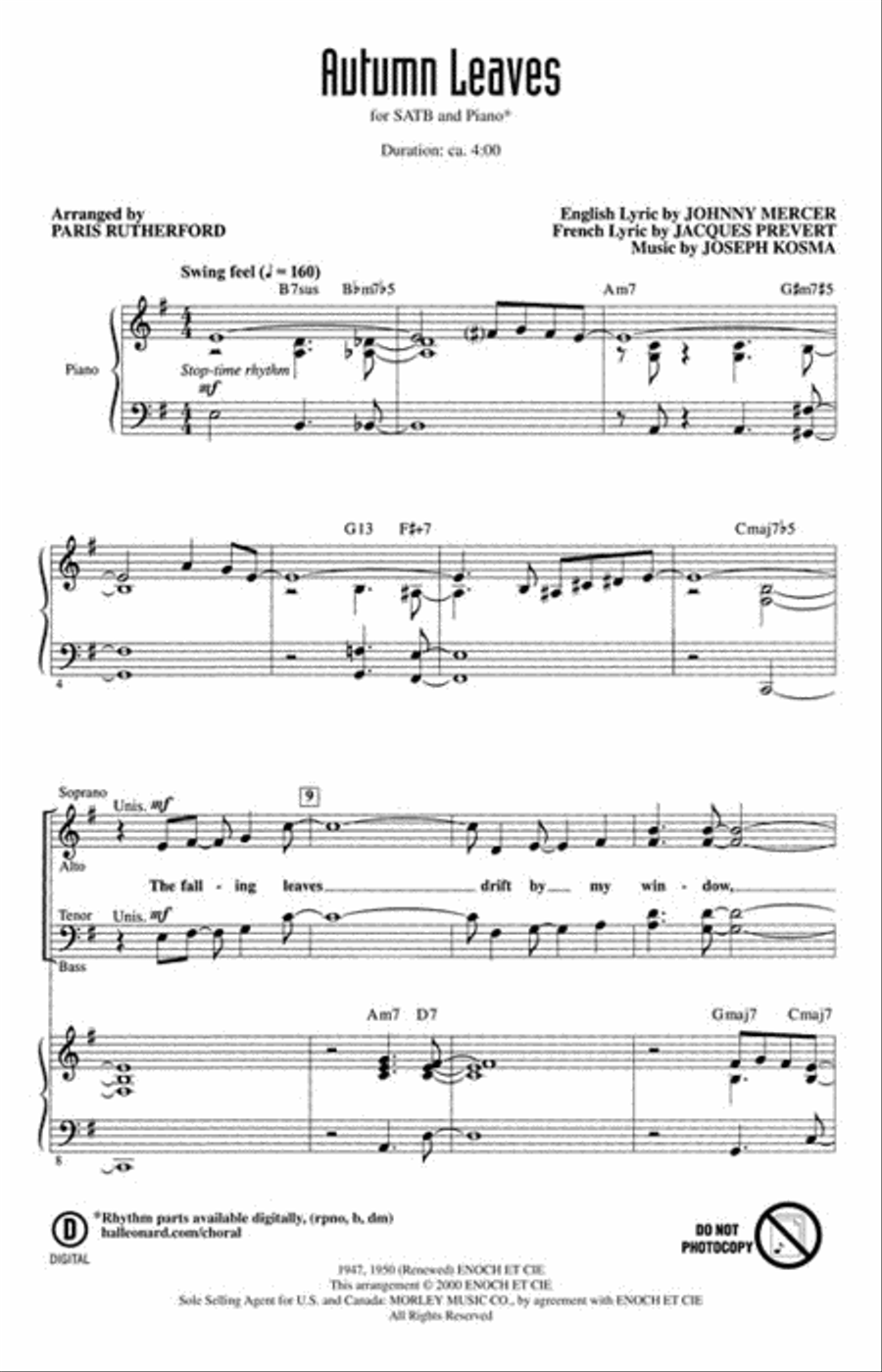 Autumn Leaves Autumn Leaves 4-Part scores gallery preview page 2