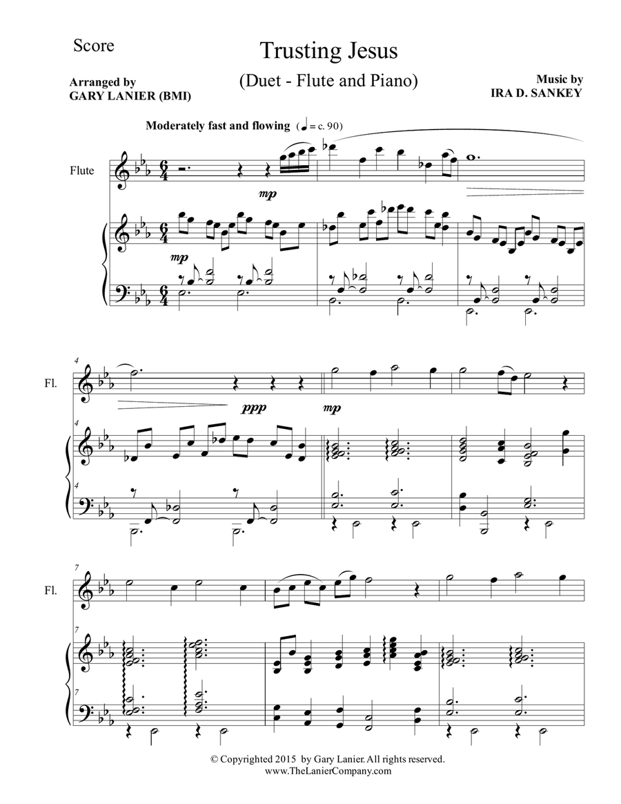 TRUSTING JESUS (Duet – Flute and Piano/Score and Parts) Woodwind Duet scores gallery preview page 2