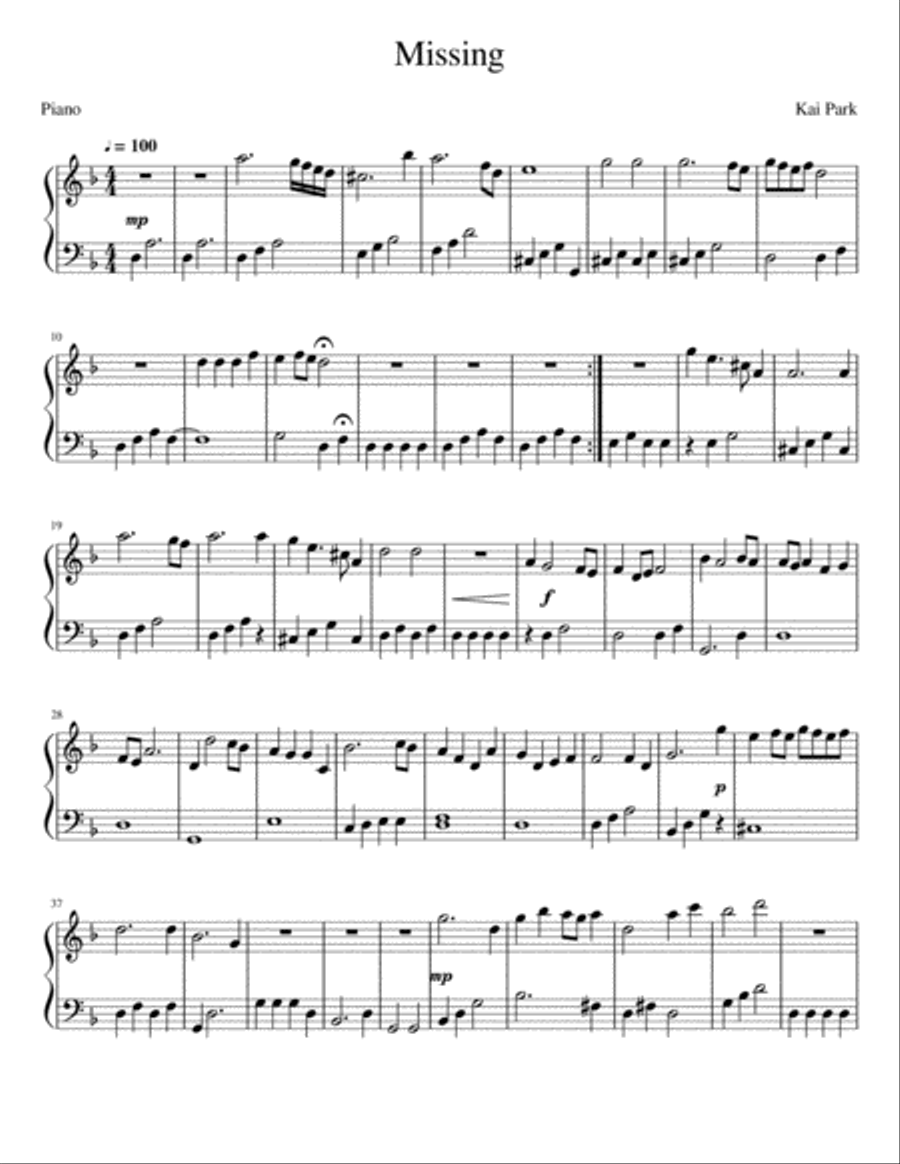 Missing Piano Solo scores gallery preview page 1