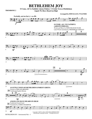 Book cover for Bethlehem Joy (Medley) - Trombone 2