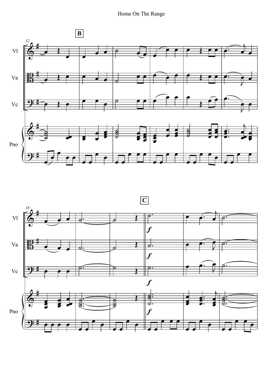 Home On The Range Piano Quartet scores gallery preview page 2