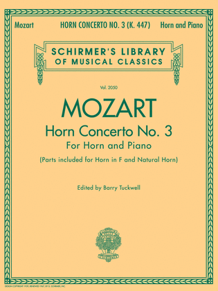 Book cover for Concerto No. 3, K. 447