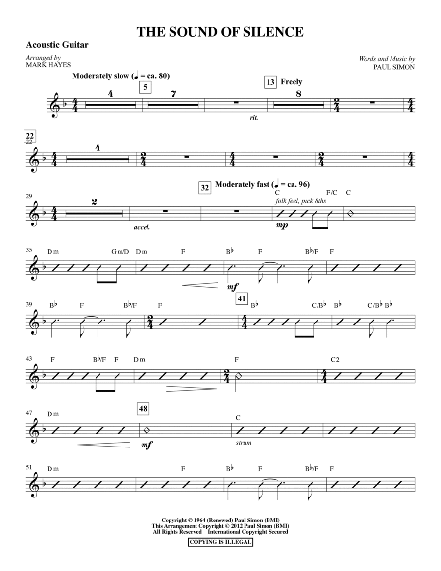 The Sound Of Silence (arr. Mark Hayes) - Acoustic Guitar Choir scores gallery preview page 1