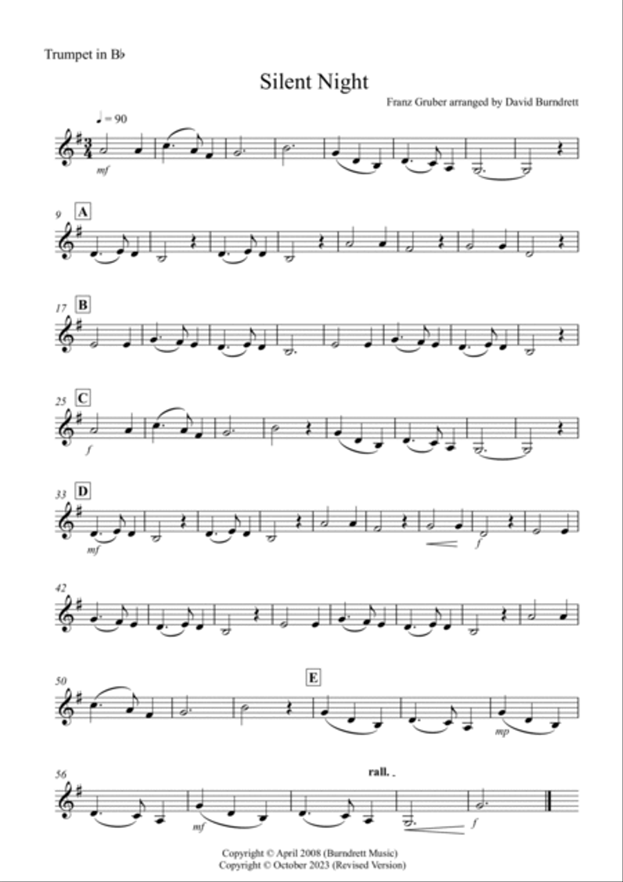 Silent Night for Trumpet and Piano Trumpet Solo scores gallery preview page 3