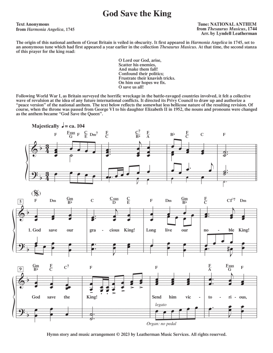 God Save the King Piano, Vocal, Guitar scores gallery preview page 1