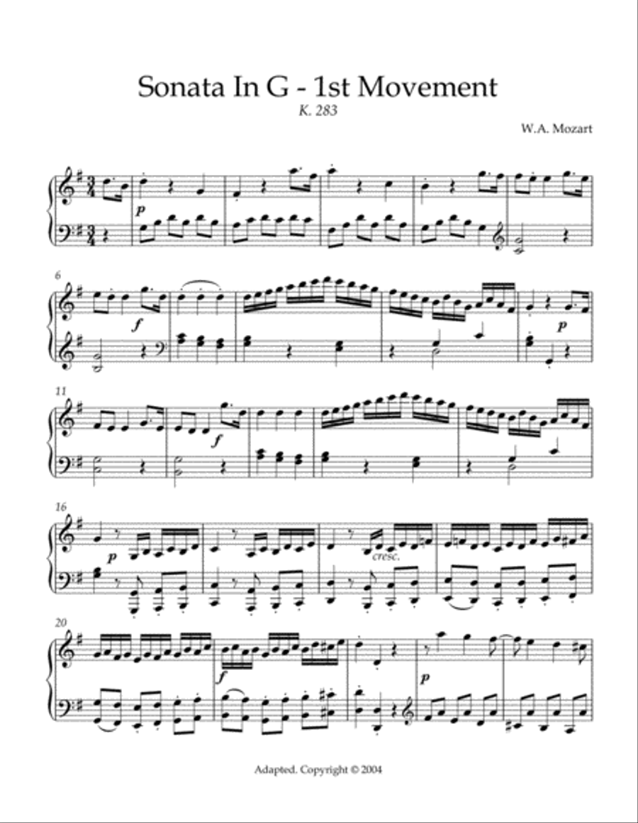 Sonata In G Major (K. 283) Piano Method scores gallery preview page 2