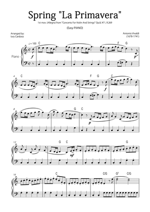"Spring" (La Primavera) by Vivaldi - Easy version for PIANO SOLO