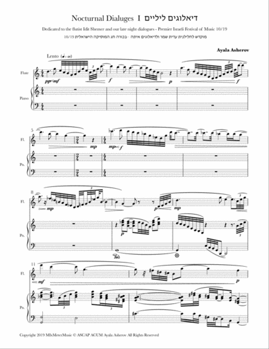 Nocturnal Dialogues for Flute and Piano Woodwind Duet scores gallery preview page 2