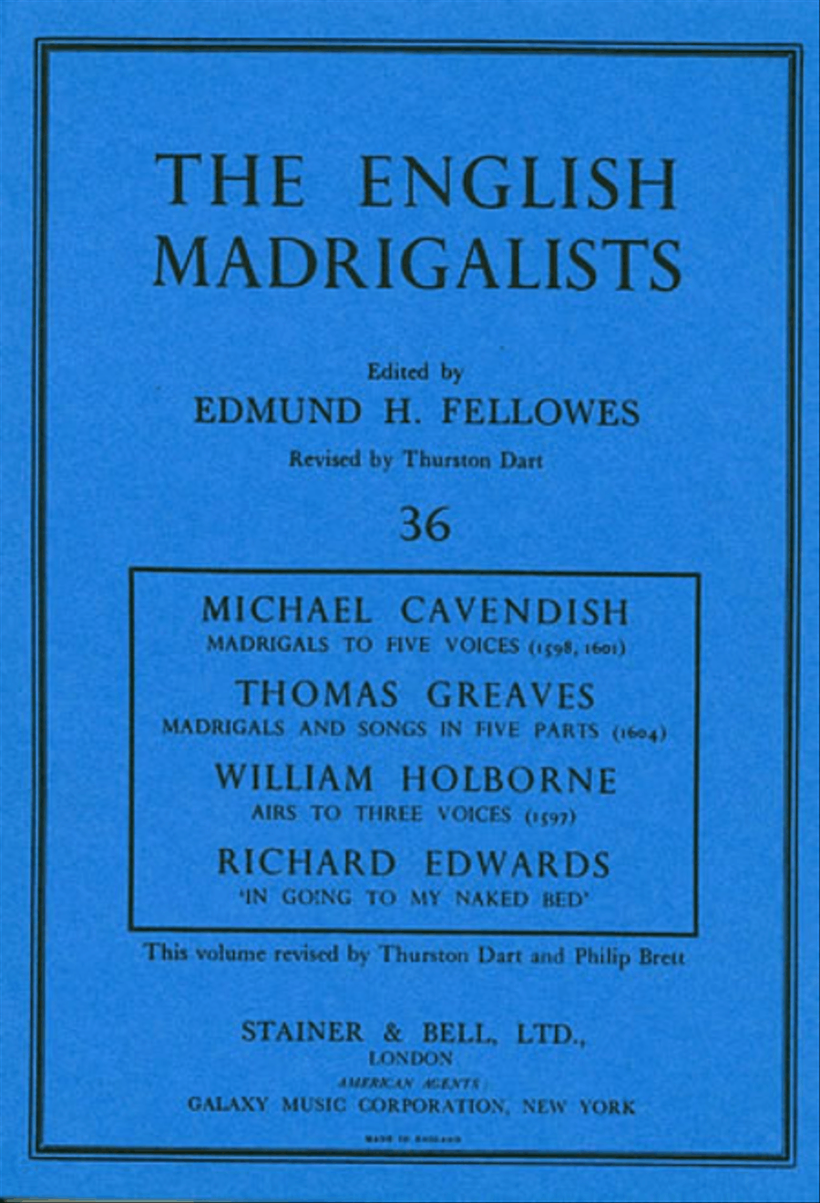 Madrigals by Michael Cavendish, Thomas Greaves, William Holborne and Richard Edwards 4-Part scores gallery preview page 1