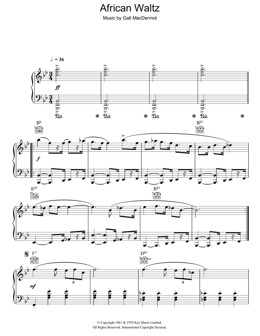 African Waltz Piano Solo scores gallery preview page 1