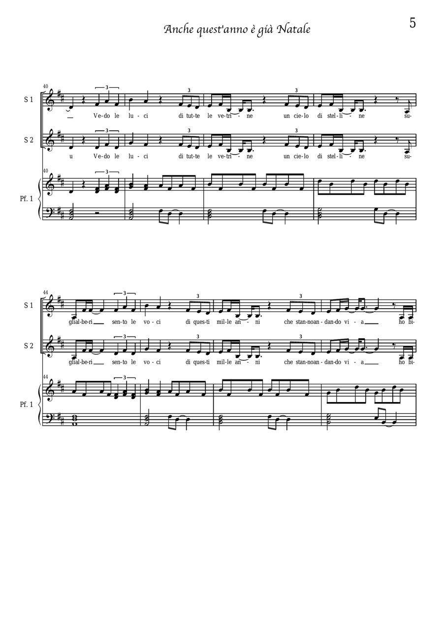 Anche quest'anno è già Natale - coro a 2 voci e piano Choir scores gallery preview page 5