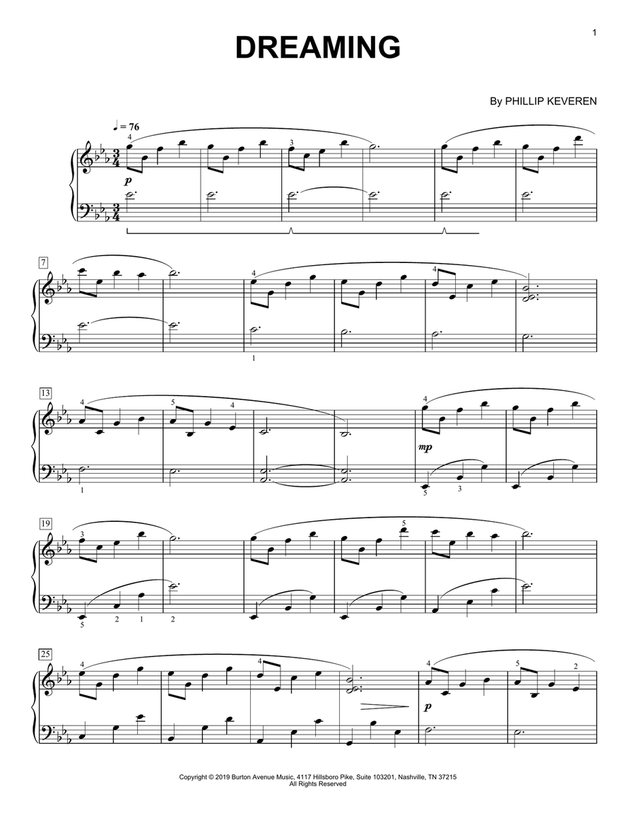 Dreaming Piano Solo scores gallery preview page 1