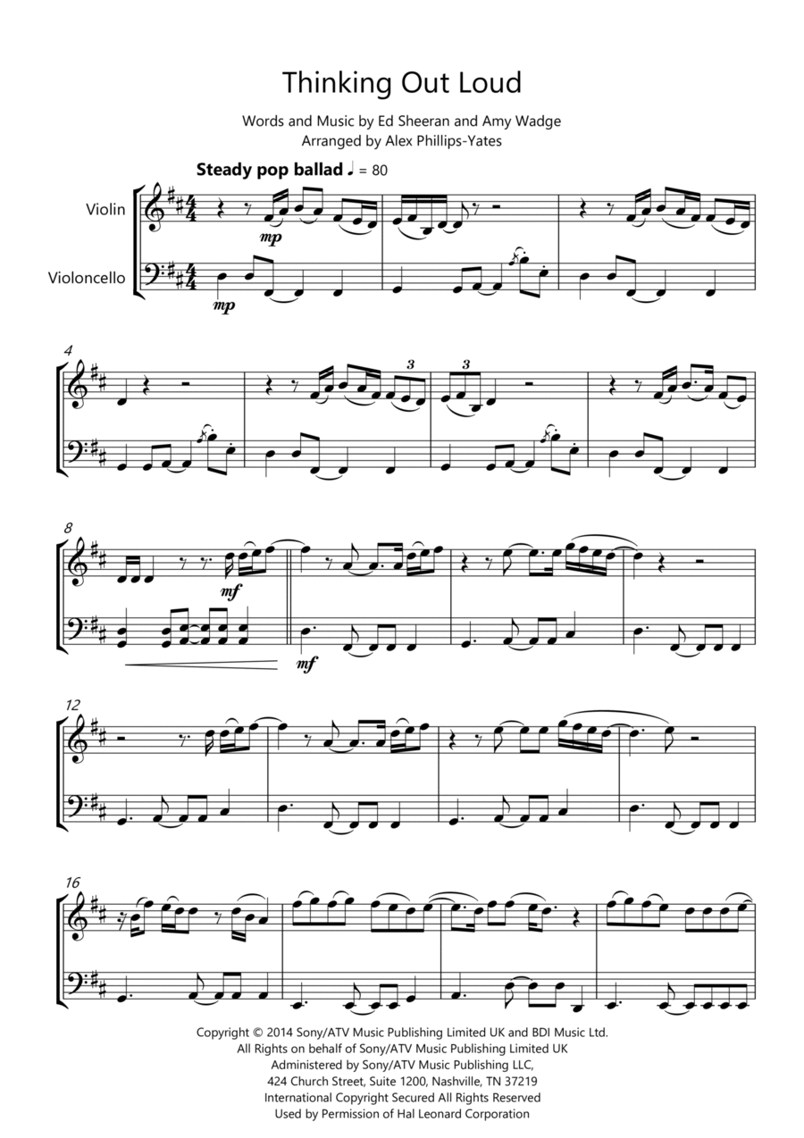Thinking Out Loud Thinking Out Loud String Duet scores gallery preview page 1