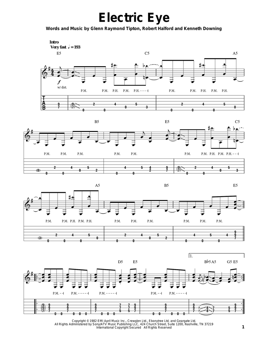 Electric Eye Electric Guitar scores gallery preview page 1
