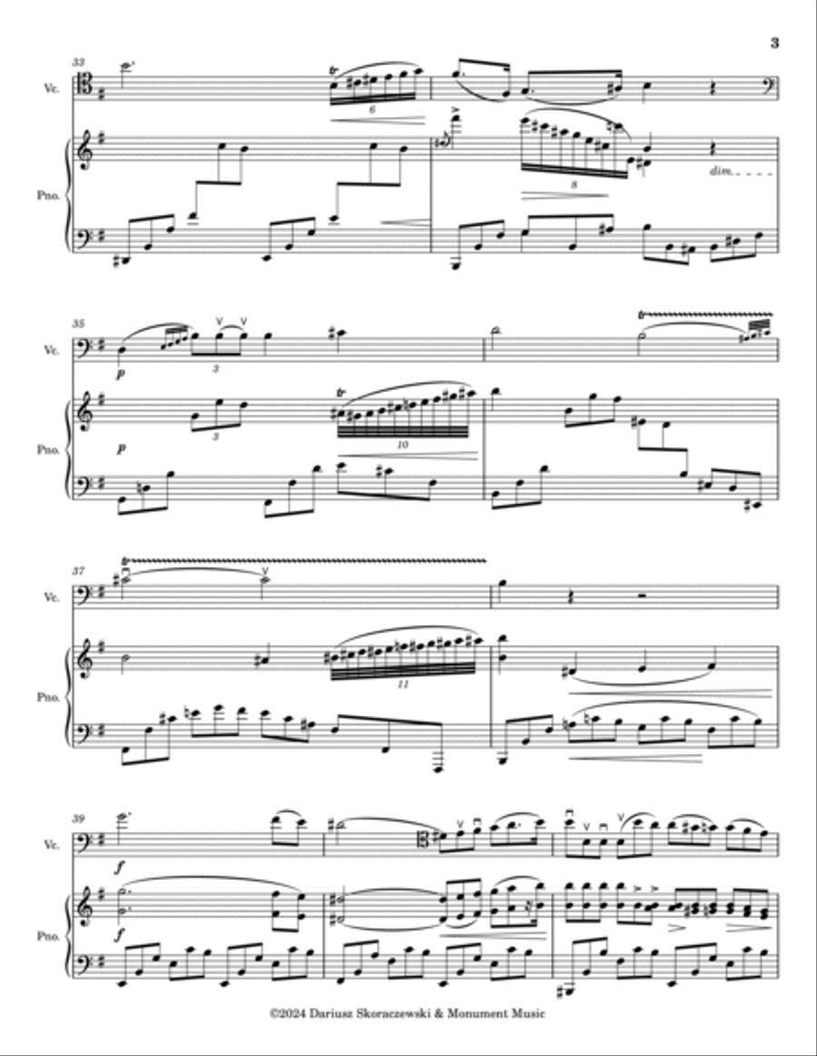 Chopin - Nocturne Op. 72. No. 1 in E Minor for Cello and Piano Chamber Music scores gallery preview page 3