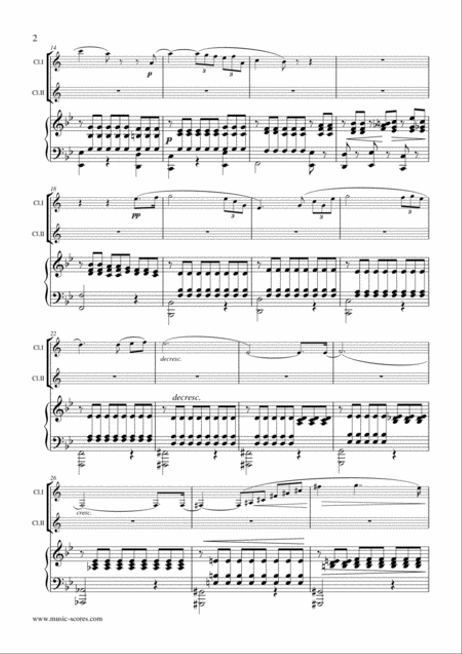 Shepherd on the Rock - 2 Clarinets and Piano Clarinet Duet scores gallery preview page 2