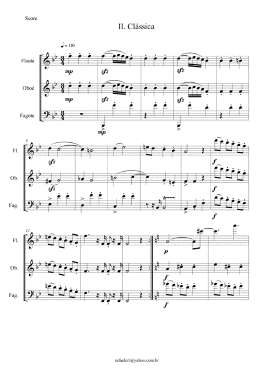 Three Miudilhas for Woodwind Trio - 2. Miudilha Clássica Woodwind Trio scores gallery preview page 1