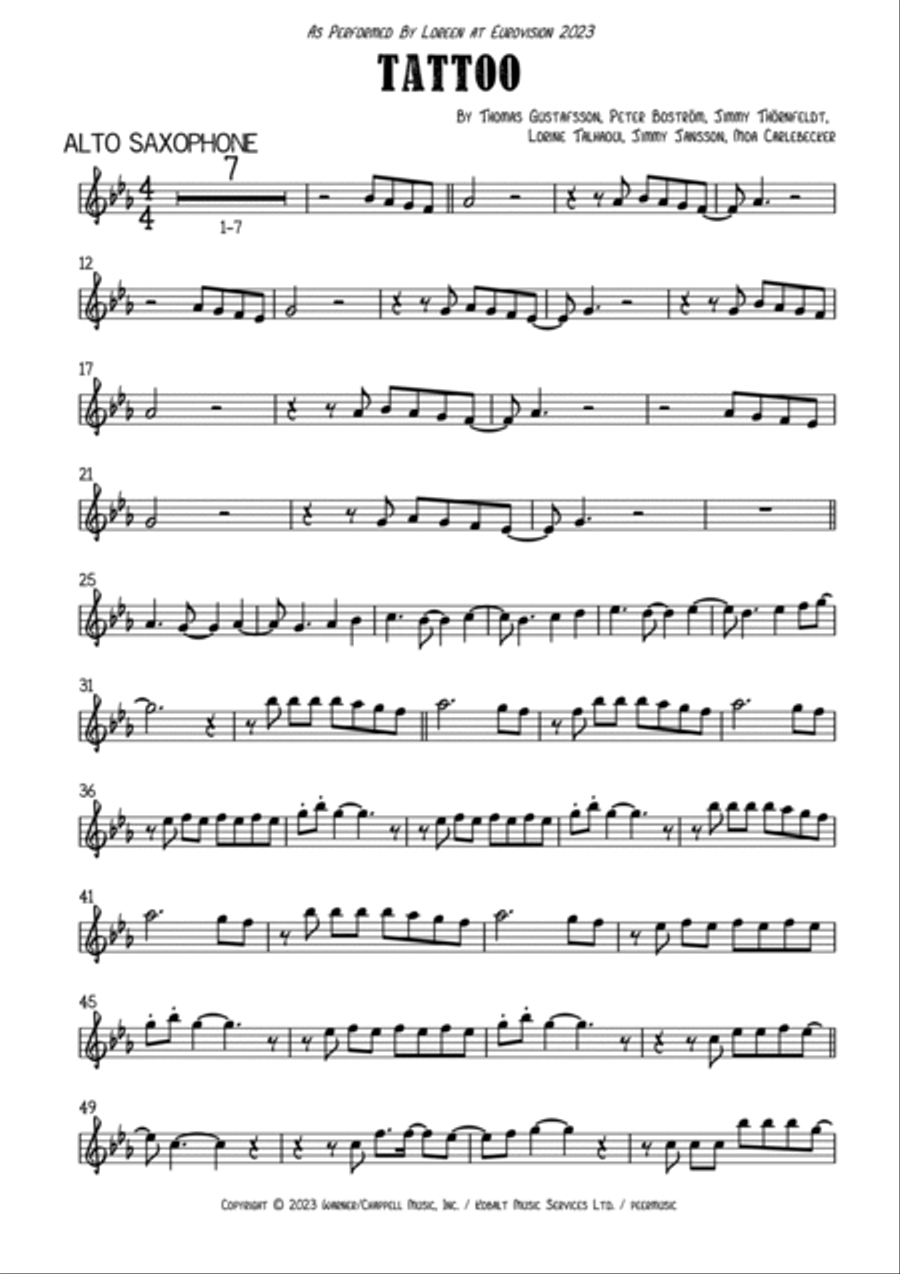 Tattoo Alto Saxophone scores gallery preview page 2