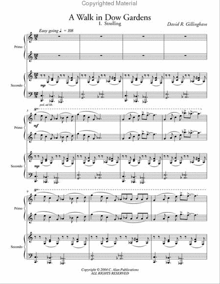 A Walk in Dow Gardens Piano Duet scores gallery preview page 2