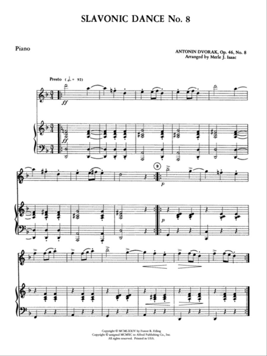 Slavonic Dance No. 8: Piano Accompaniment Full Orchestra scores gallery preview page 1