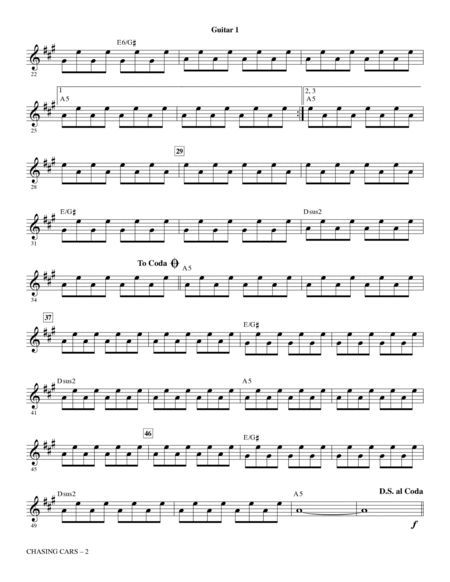 Chasing Cars (arr. Roger Emerson) - Guitar 1