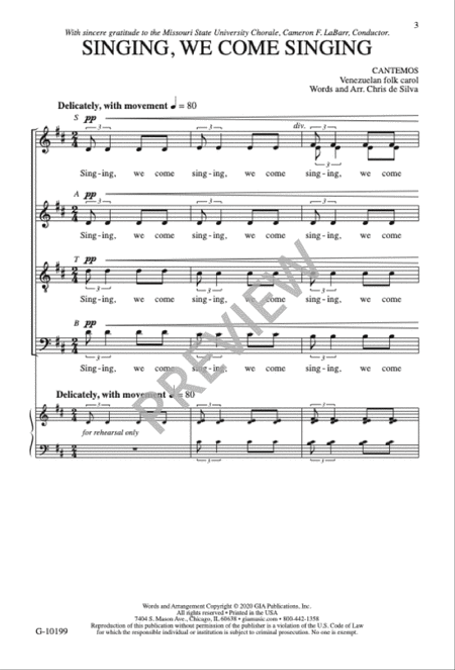 Singing, We Come Singing Singing, We Come Singing Divisi scores gallery preview page 3