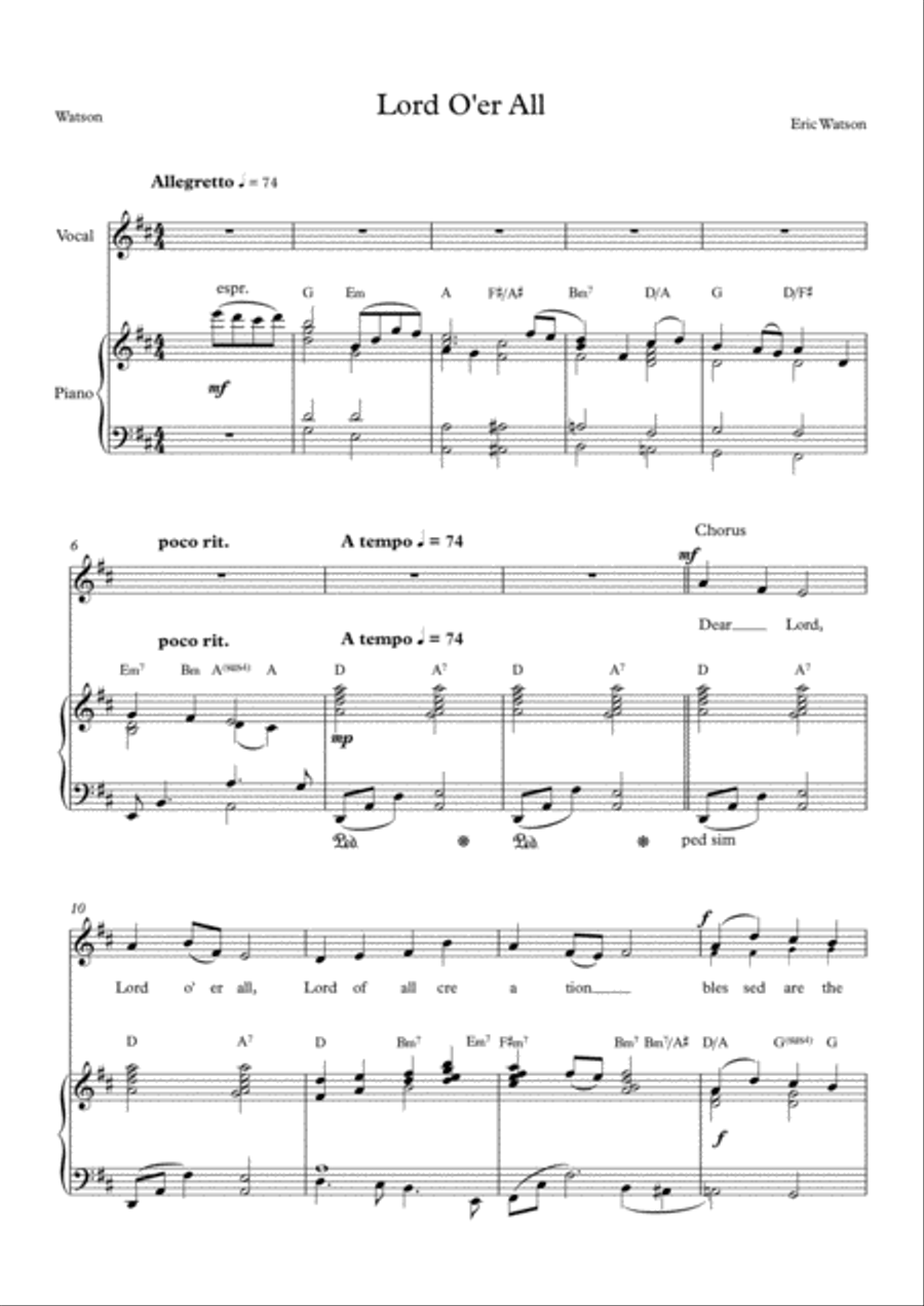 Lord O'er All Choir scores gallery preview page 1