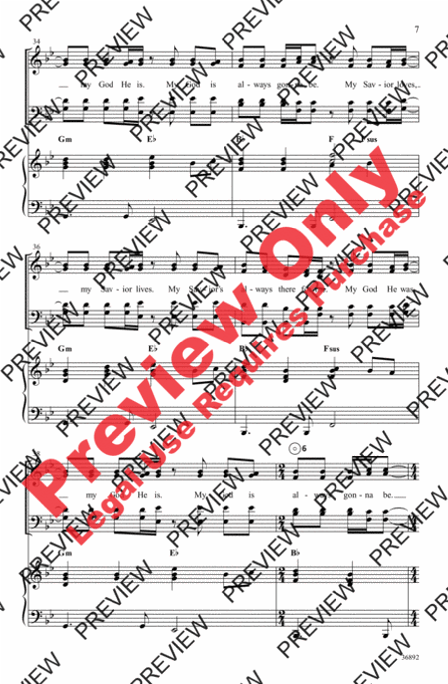 My Savior, My God 4-Part scores gallery preview page 7