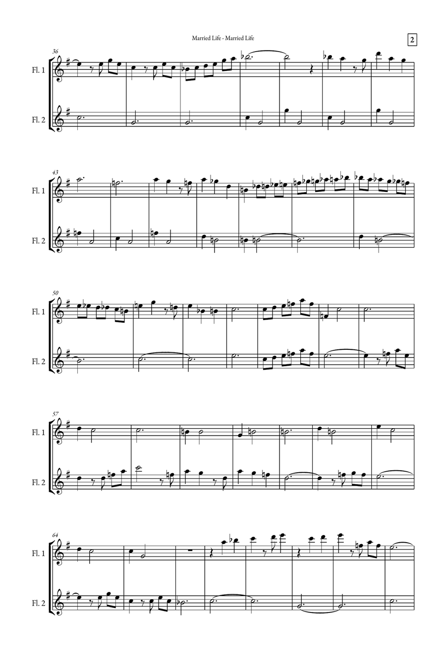 Married Life Flute Duet scores gallery preview page 2